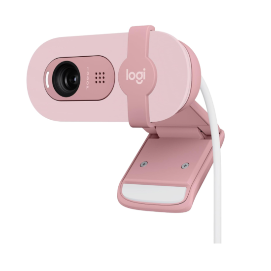 Logitech Brio 100 Full HD Webcam for Meetings and Streaming, Auto-Light Balance, Built-In Mic, Privacy Shutter, USB-A, for Microsoft Teams, Google Meet, Zoom and More - Rose